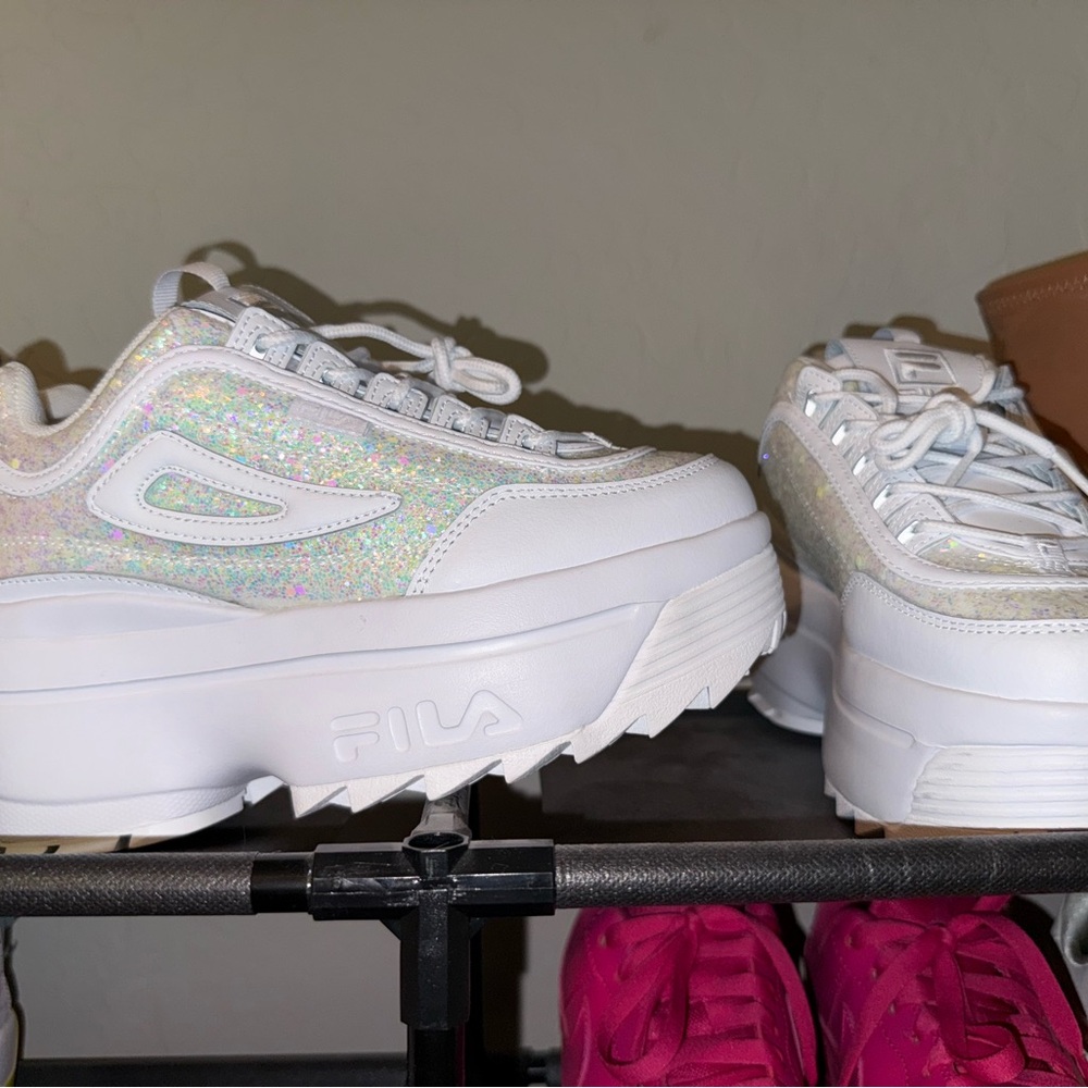 FILA Disruptor 2 Wedge Special Glitter | Women’s Iridescent Platform Sneakers - Picture 9 of 9